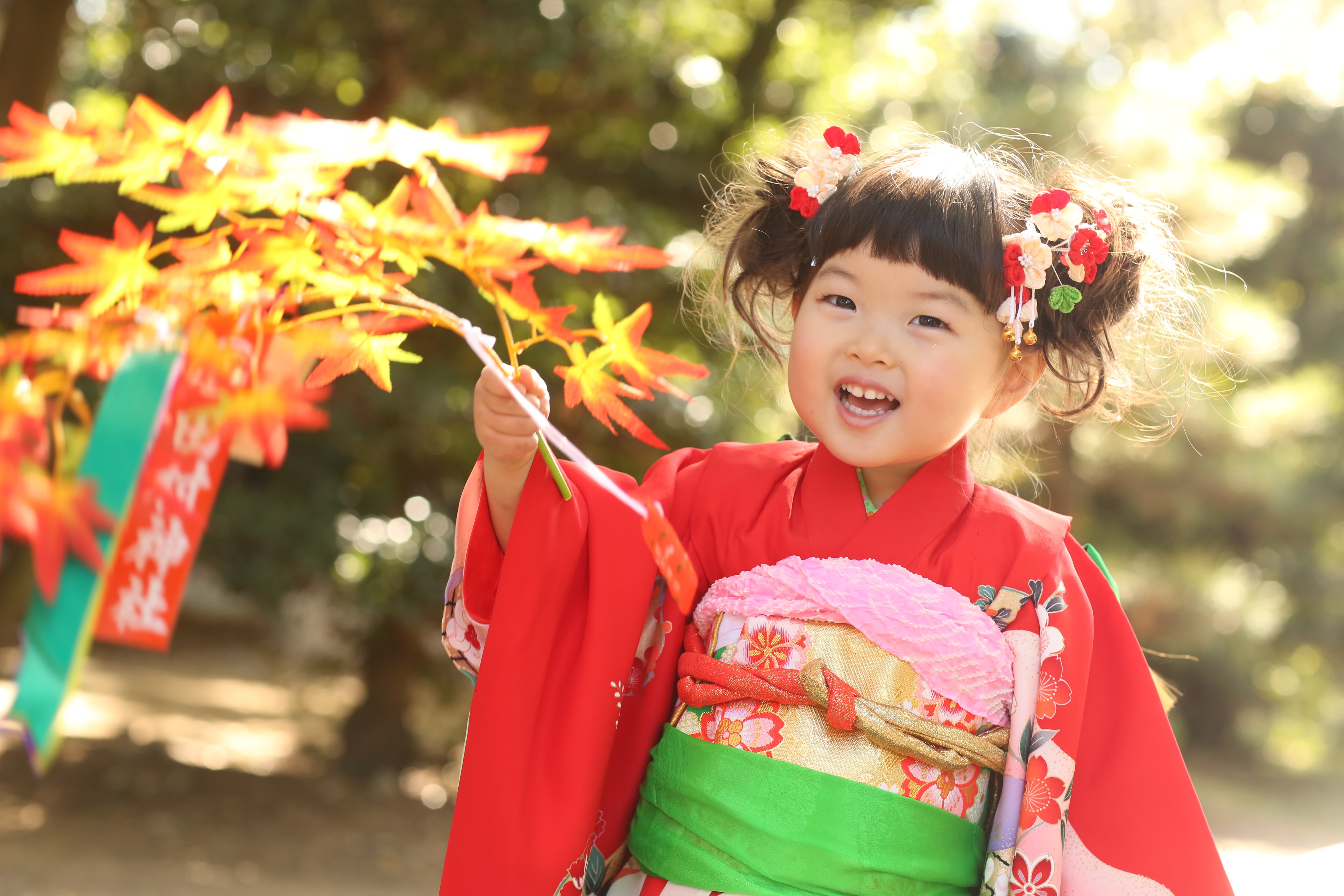 田村神社で七五三撮影した3歳の女の子